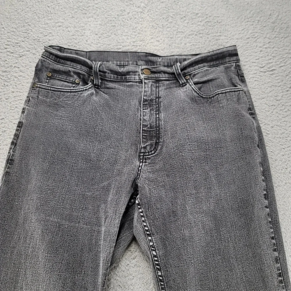 LL Bean Jeans Womens 18 Petite Black Dark Wash‎ Casual Denim Outdoors XK89 Logo